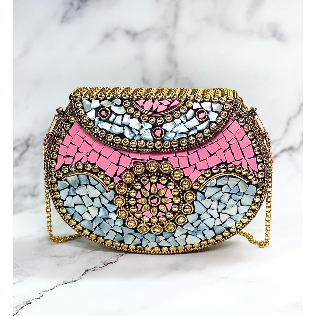 Ramla Revolve Beverley Hills Clutch Purse Moroccan Mosaic Pink Bag India Artsy